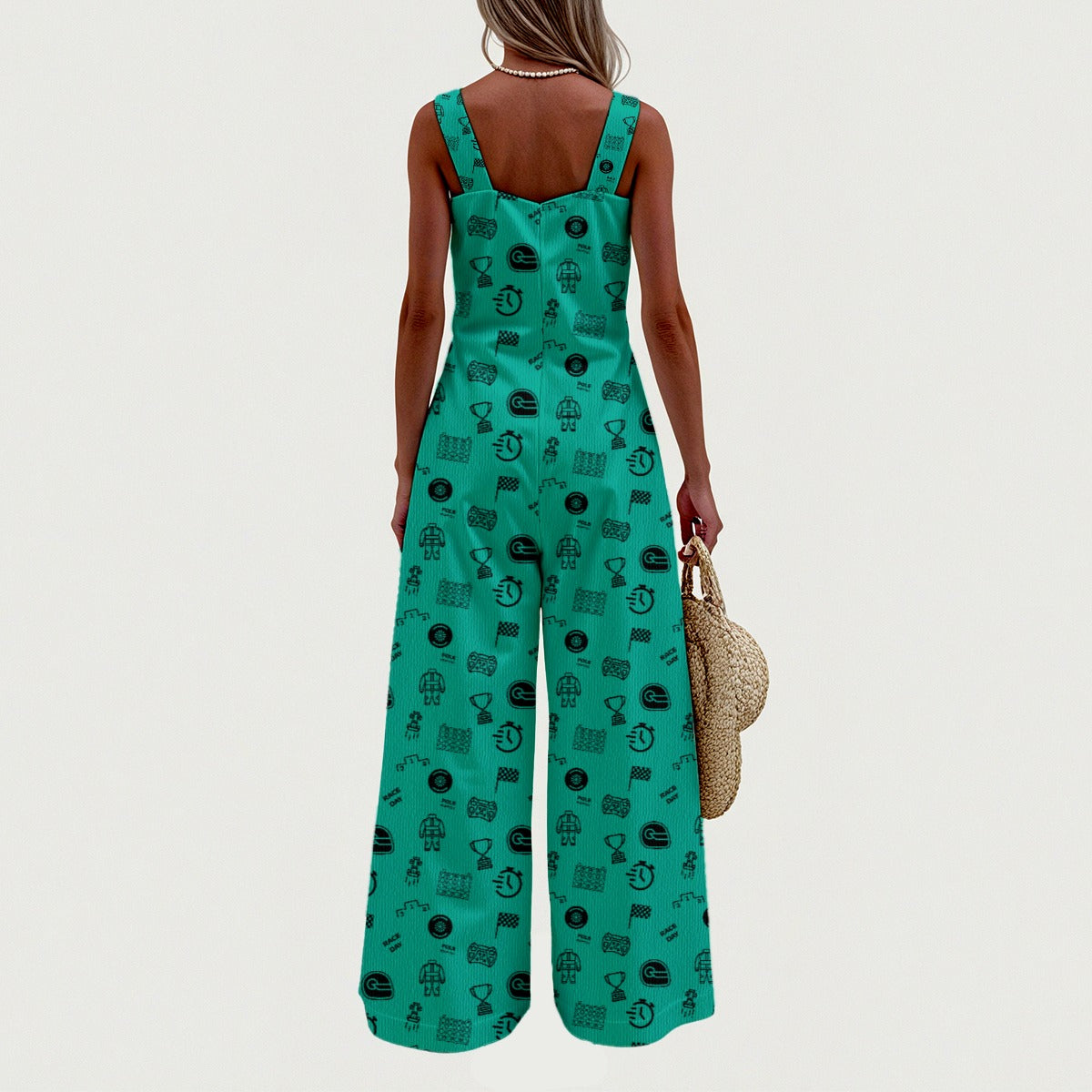 Teal and Black Raceday Jumpsuit