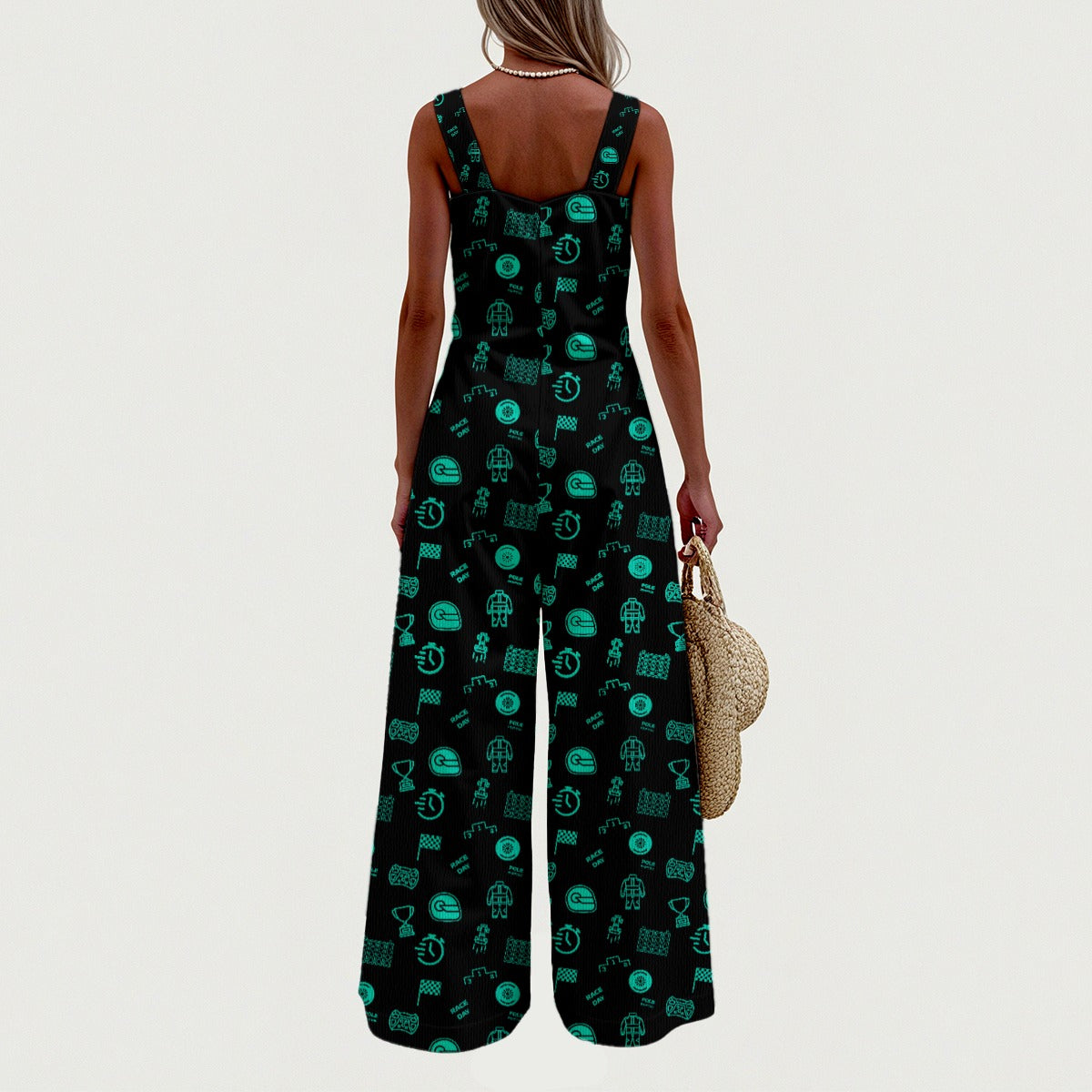 Black and Teal Raceday Jumpsuit