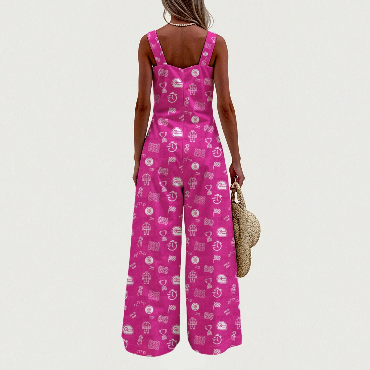 Pink and White Raceday Jumpsuit