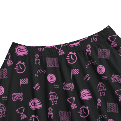 Black and Pink Trackside Midi Skirt