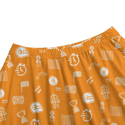 Papaya and White Trackside Midi Skirt