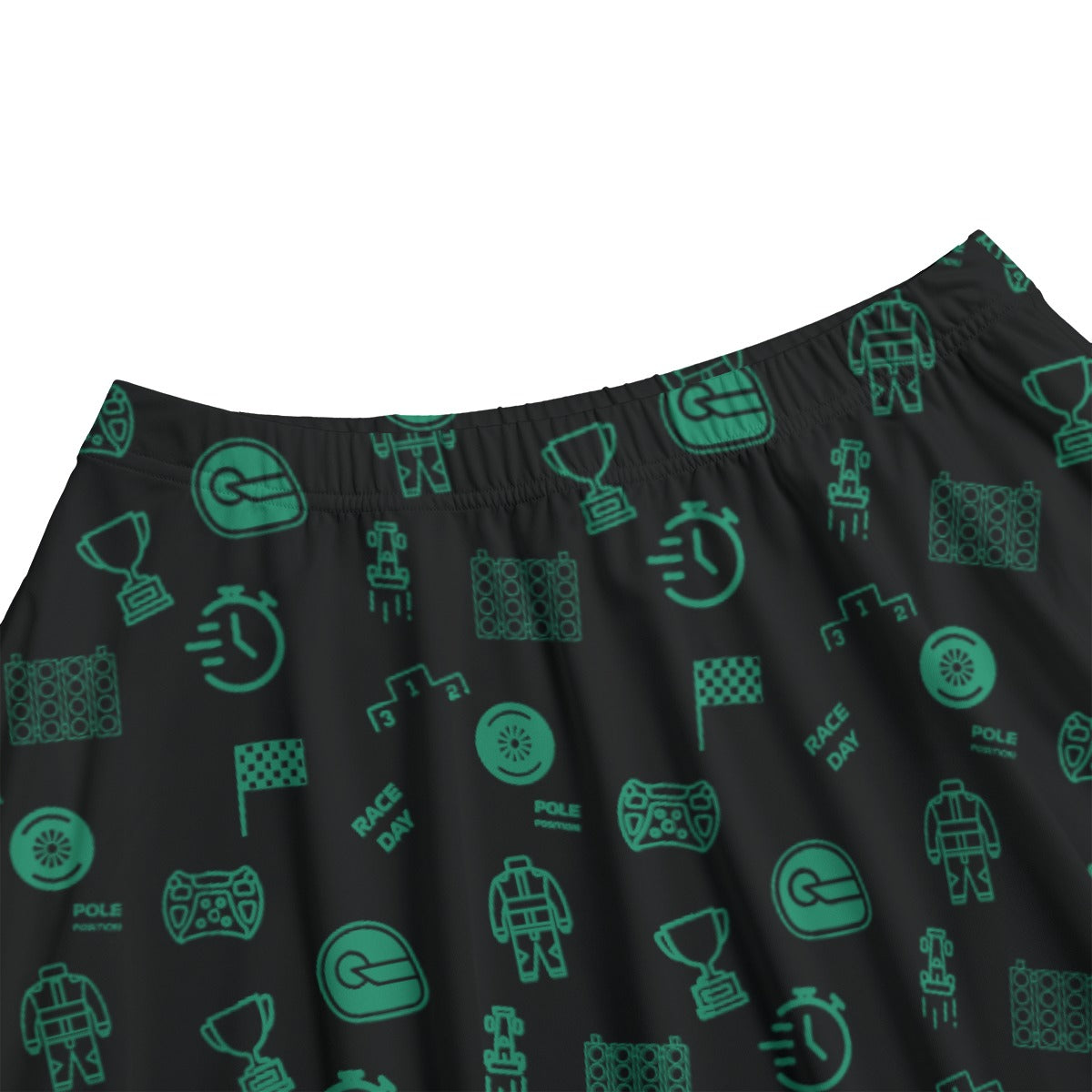 Black and Green Trackside Midi Skirt