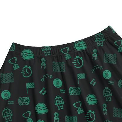 Black and Green Trackside Midi Skirt