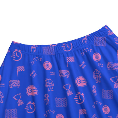 Blue and Pink Trackside Midi Skirt