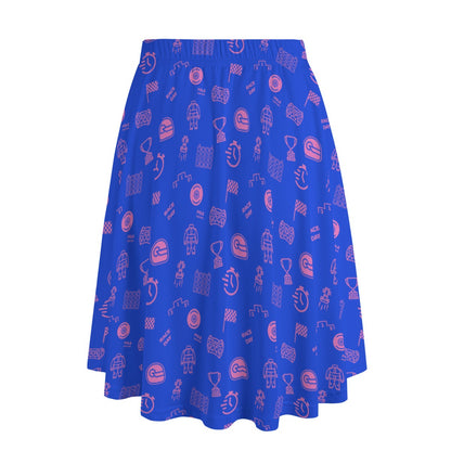 Blue and Pink Trackside Midi Skirt