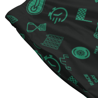 Black and Green Trackside Midi Skirt