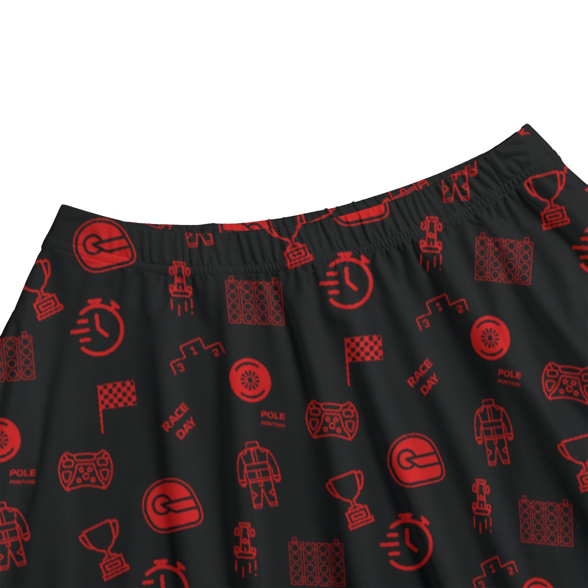 Black and Red Trackside Midi Skirt