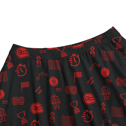 Black and Red Trackside Midi Skirt