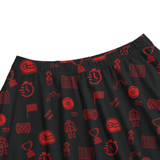 Black and Red Trackside Midi Skirt