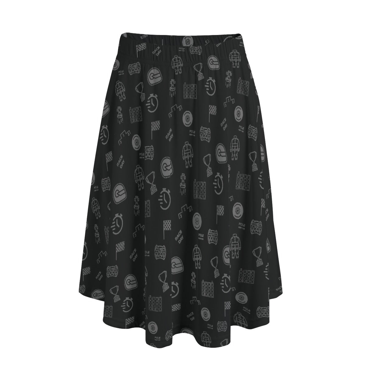 Black and Gray Trackside Midi Skirt