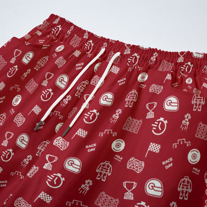 Red and White Track Side Pants