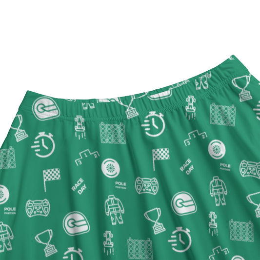 Green and White Trackside Midi Skirt