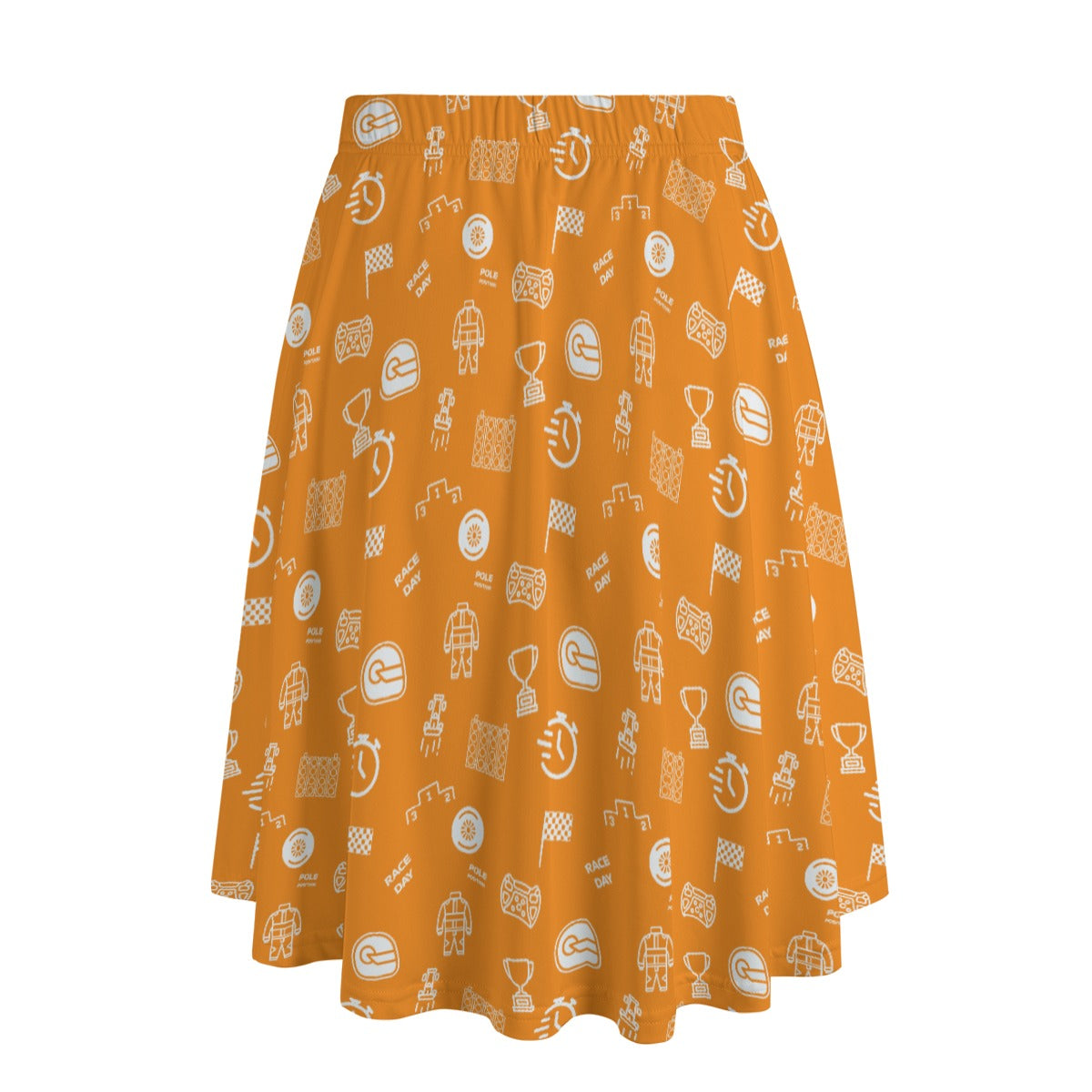 Papaya and White Trackside Midi Skirt