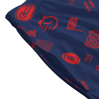 Navy and Red Trackside Midi Skirt