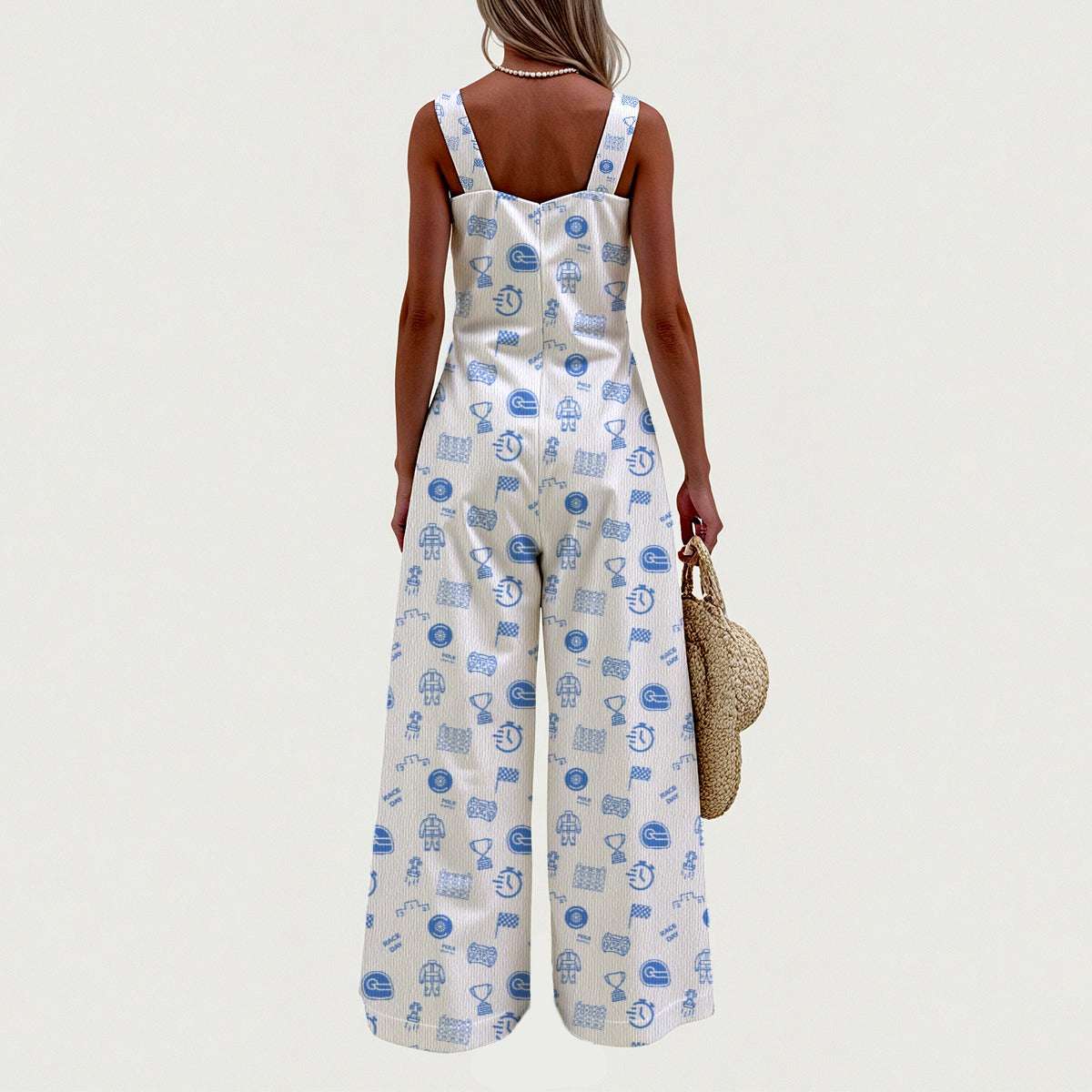 White and Powder Blue Raceday Jumpsuit