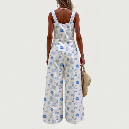 White and Powder Blue Raceday Jumpsuit