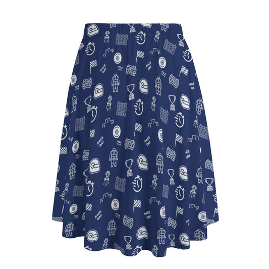 Navy and White Trackside Midi Skirt