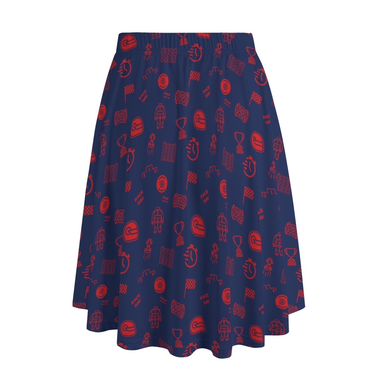 Navy and Red Trackside Midi Skirt