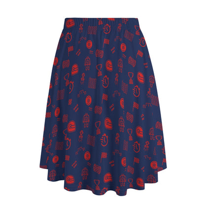 Navy and Red Trackside Midi Skirt