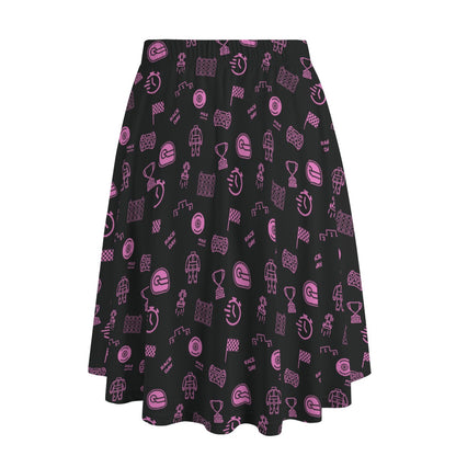 Black and Pink Trackside Midi Skirt