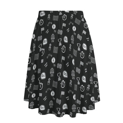 Black and White Trackside Midi Skirt