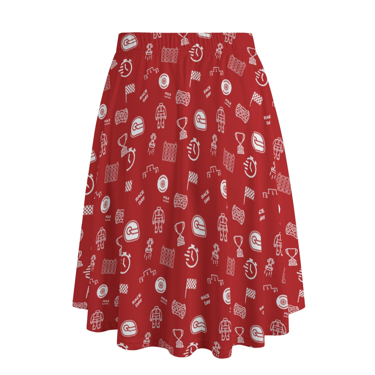 Red and White Trackside Midi Skirt