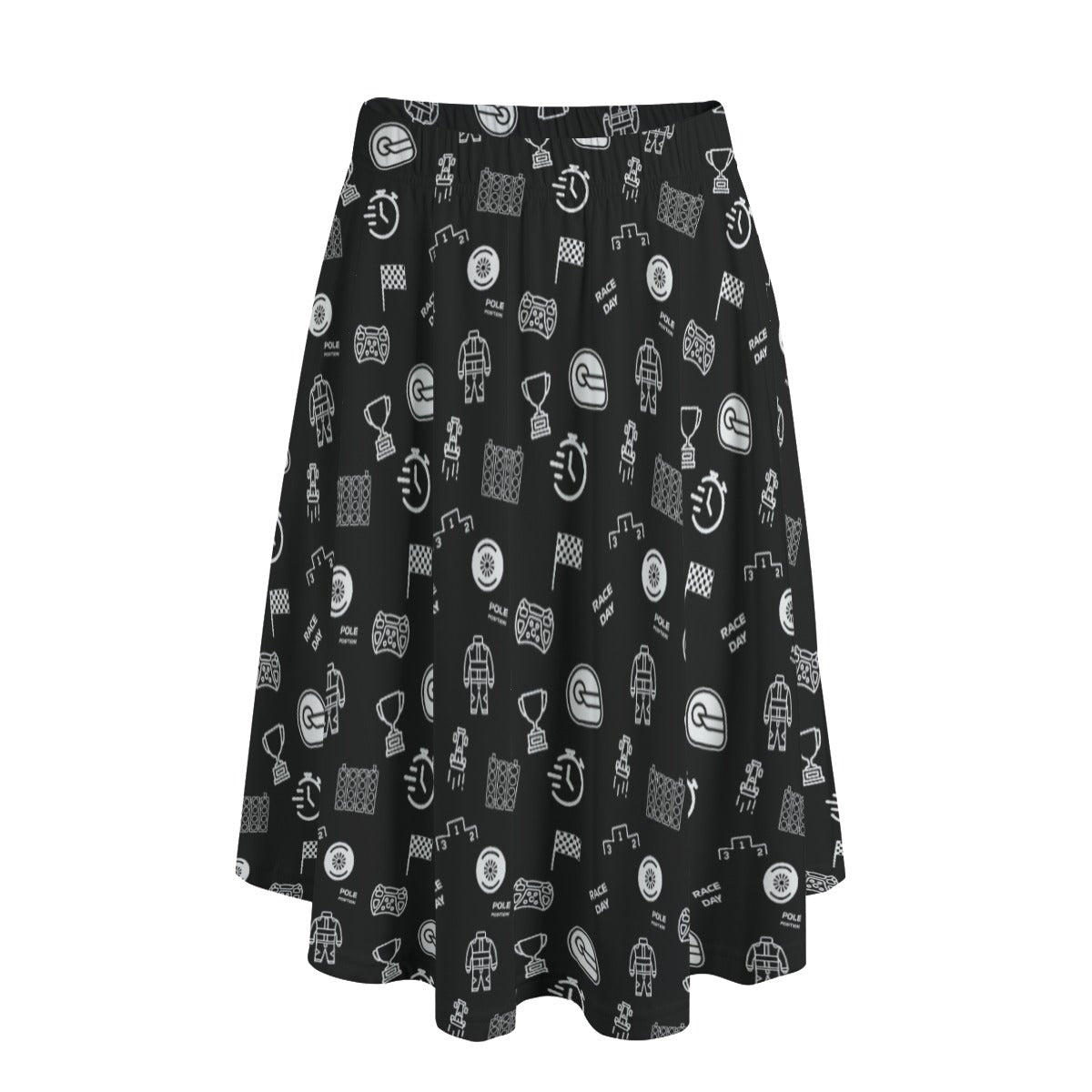 Black and White Trackside Midi Skirt
