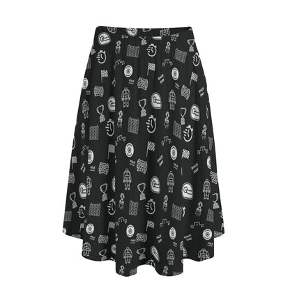 Black and White Trackside Midi Skirt