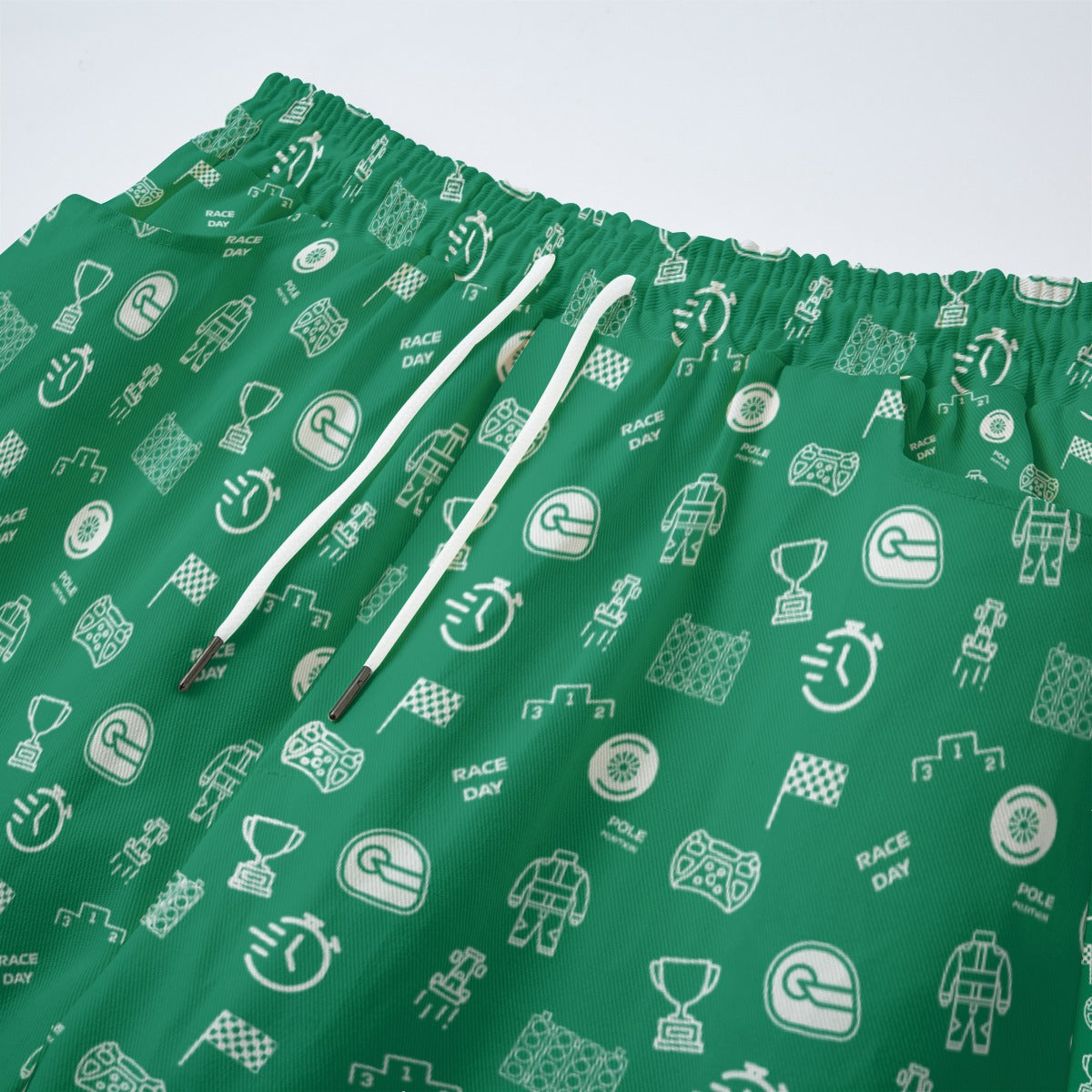 Green and White Track Side Pants