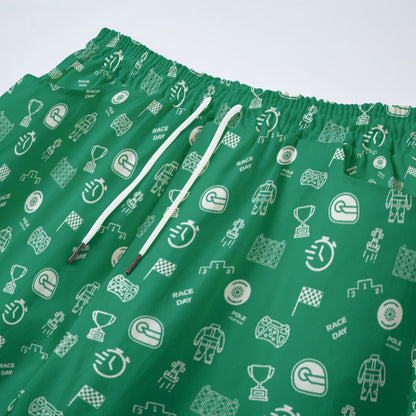 Green and White Track Side Pants