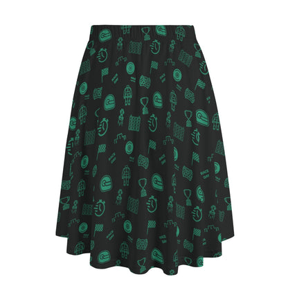 Black and Green Trackside Midi Skirt