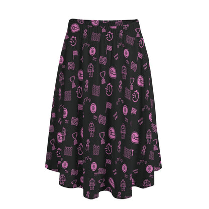 Black and Pink Trackside Midi Skirt