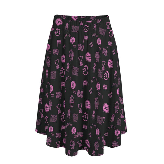 Black and Pink Trackside Midi Skirt