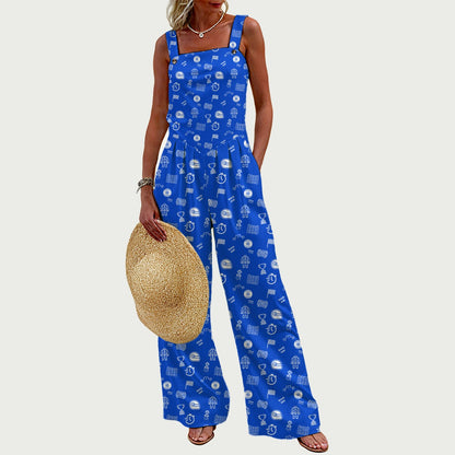 Medium Blue and White Raceday Jumpsuit