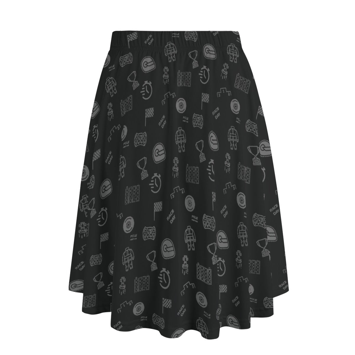 Black and Gray Trackside Midi Skirt