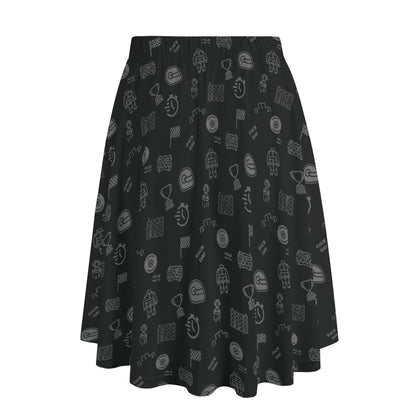 Black and Gray Trackside Midi Skirt