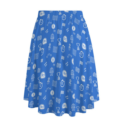 Powder Blue and White Trackside Midi Skirt