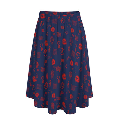 Navy and Red Trackside Midi Skirt