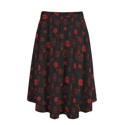 Black and Red Trackside Midi Skirt