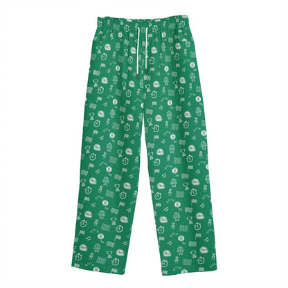Green and White Track Side Pants