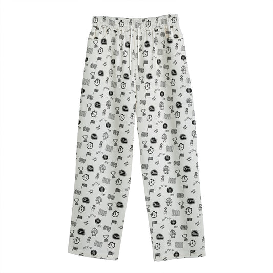 White and Black Track Side Pants