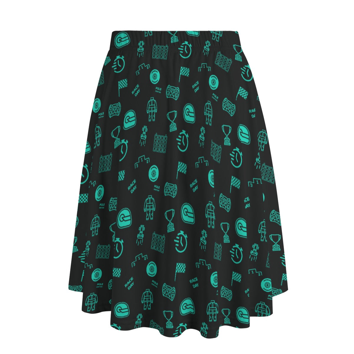 Black and Teal Trackside Midi Skirt
