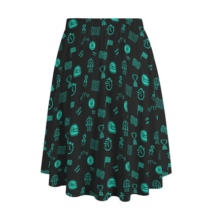 Black and Teal Trackside Midi Skirt