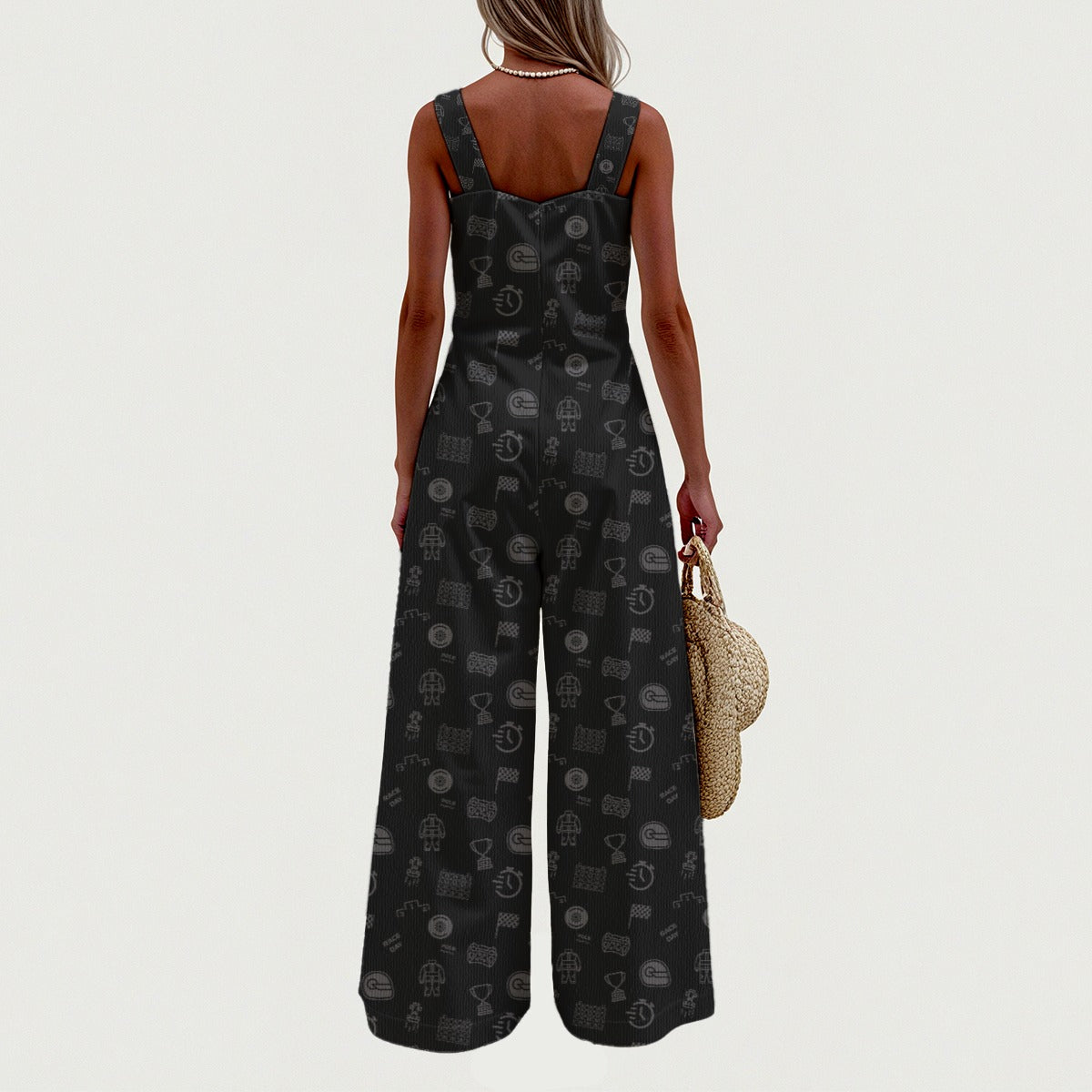 Black and Gray Raceday Jumpsuit