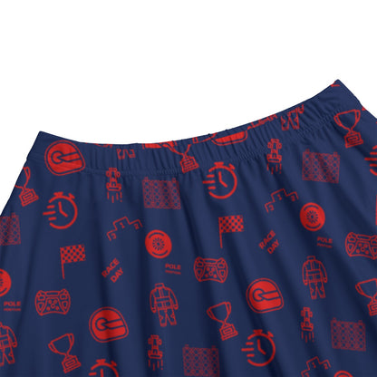 Navy and Red Trackside Midi Skirt