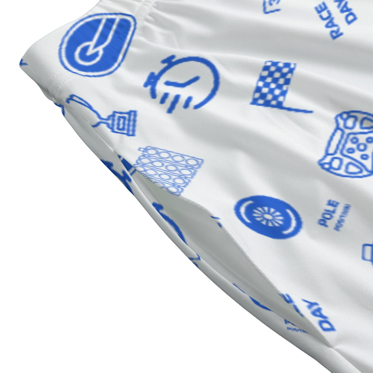 White and Powder Blue Trackside Midi Skirt