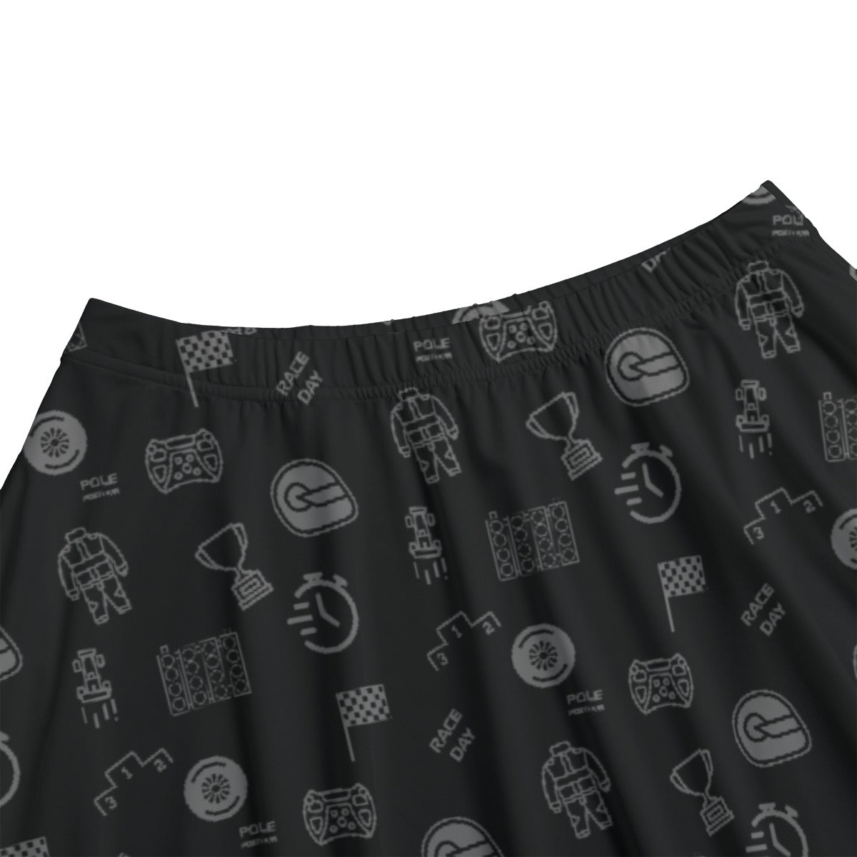 Black and Gray Trackside Midi Skirt