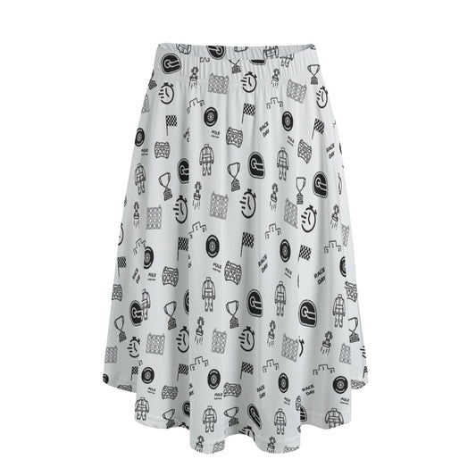 White and Black Trackside Midi Skirt