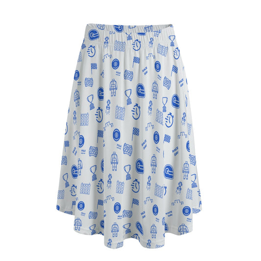 White and Powder Blue Trackside Midi Skirt