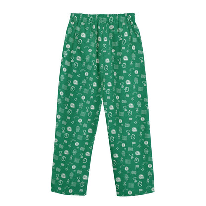 Green and White Track Side Pants